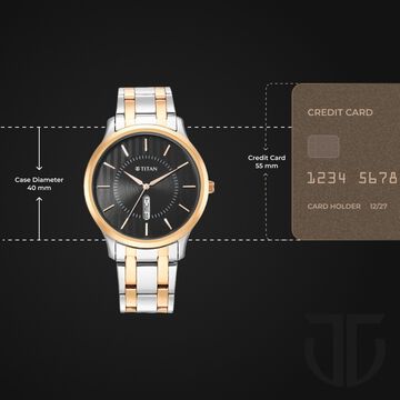 Titan Karishma Quartz Analog Black Dial Two Toned Stainless Steel Strap Watch For Men