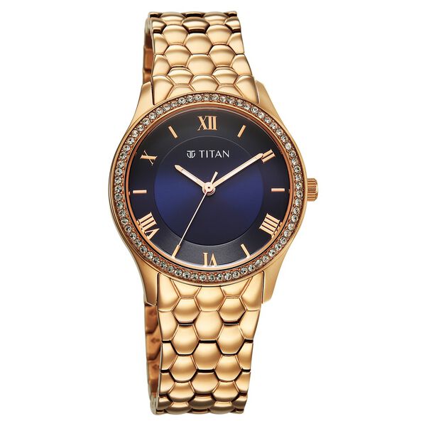 Titan Glamour Quartz Analog Blue Dial Stainless Steel Strap Watch For Women - image number 1