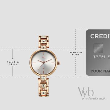 Vyb Manifester By Fastrack Quartz Analog Silver Dial Rose Gold Metal Strap Watch For Girls
