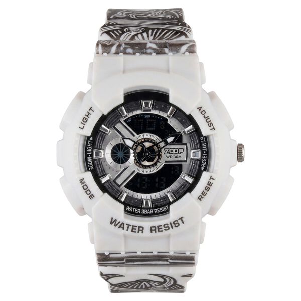 Zoop Samurai Quartz Digital Watch For Boys With Silver Dial White Polyether Strap From House Of Titan - image number 1