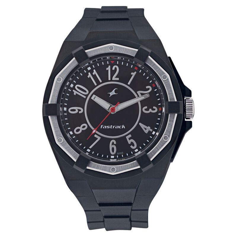Fastrack Quartz Analog Black Dial Plastic Strap Watch for Guys