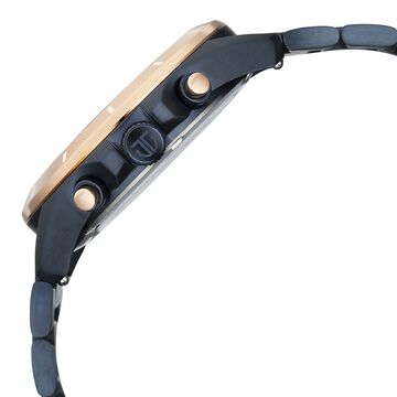 Octane Velocity Sporty Blue Dial Round Blue And Rose Gold Steel Watch For Men