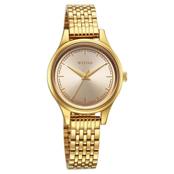 Titan Karishma Quartz Analog Golden Dial Golden Stainless Steel Strap Watch For Women - image number 1