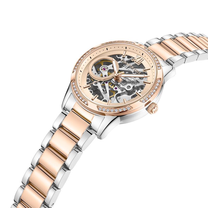 Kenneth Cole Automatic Rose Gold Dial Stainless Steel Strap Watch for Women - image number 2