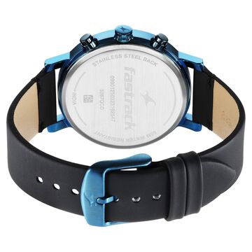 Fastrack Kronos Multifunction Black Dial Leather Strap Watch for Guys