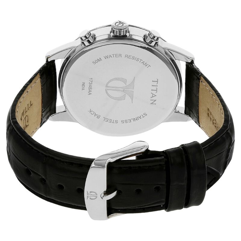 Titan Workwear Black Dial Quartz Multifunction Leather Strap watch for Men - image number 3