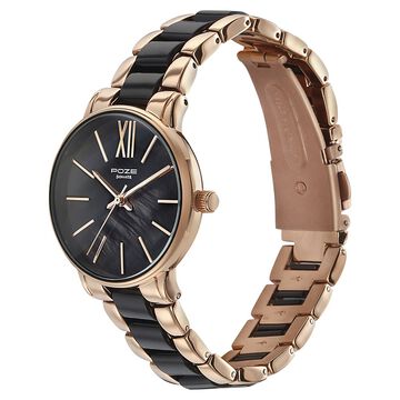 Sonata Poze Quartz Analog Mother Of Pearl Round Dial Two Toned Metal & Plastic Strap Watch For Women