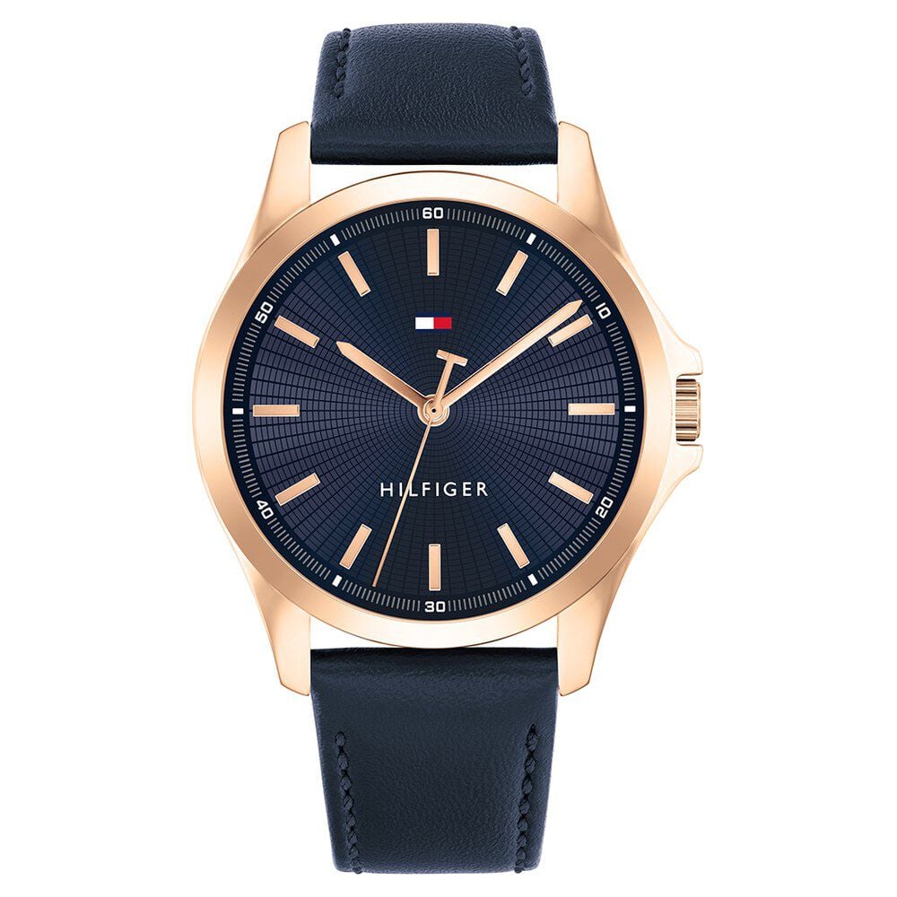 Tommy Hilfiger Quartz Analog Blue Dial Blue Leather Strap Watch For Men-picture-36