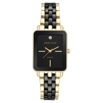 Anne Klein Quartz Analog Black Dial Ceramic Strap Rectangular Shaped Watch For Women