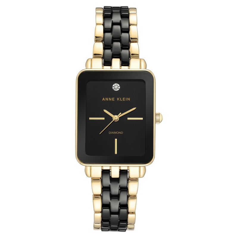 Anne Klein Quartz Analog Black Dial Ceramic Strap Rectangular Shaped Watch For Women