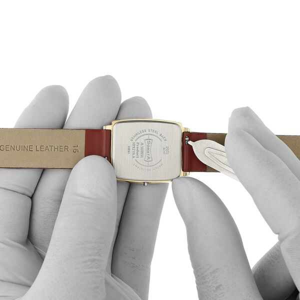 16 mm Red Genuine Leather Strap for Women - image number 6