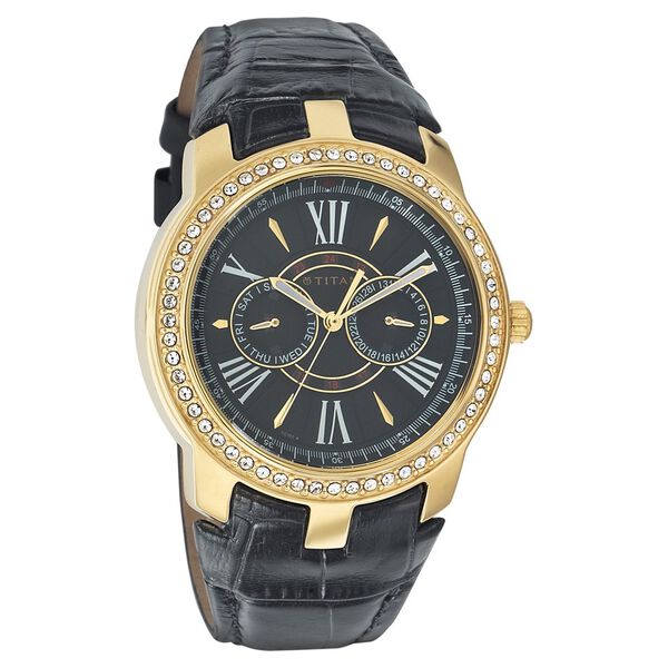 Titan Quartz Multifunction Black Dial Watch for Men - image number 0