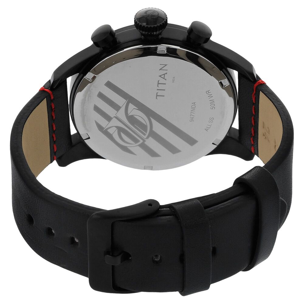 Buy Online Titan Quartz Analog Black Dial Leather Strap Watch for
