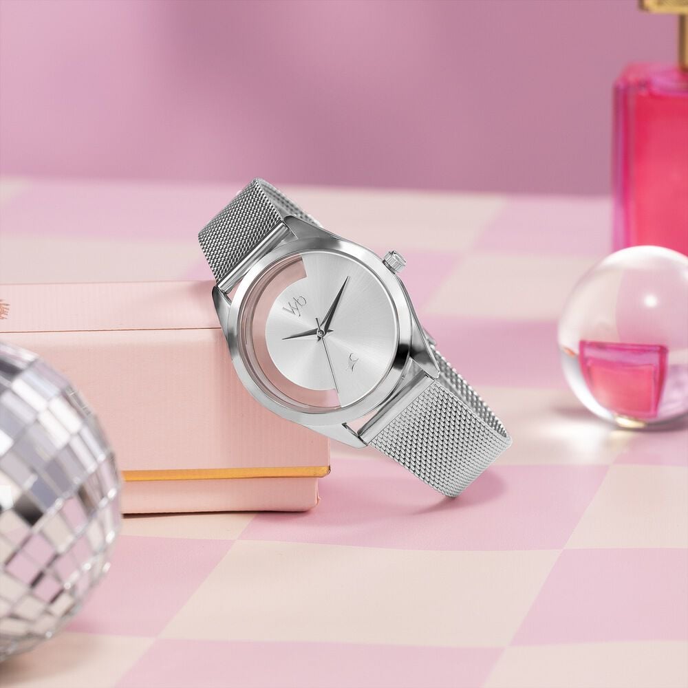 Vyb Runway By Fastrack Quartz Analog Silver Dial Silver Stainless Steel Strap Watch For Girls-image-19