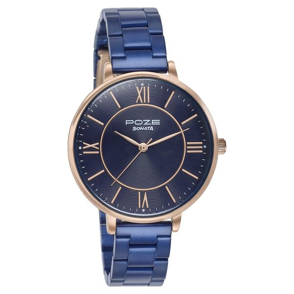 Sonata Poze Quartz Analog Blue Dial Stainless Steel Strap Watch For Women - image number 2