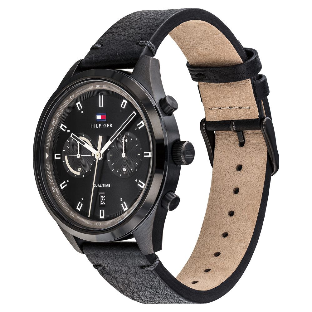 Buy Online Tommy Hilfiger Multifunction Black Dial Watch for Men
