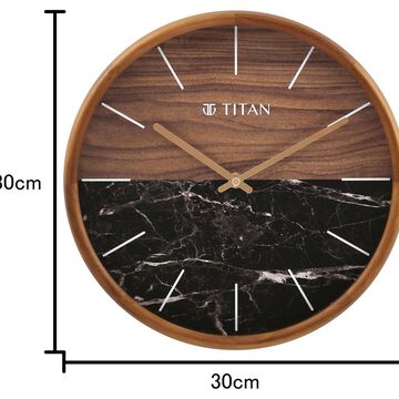 Titan Wooden Clock with Wood & Stone Textures 30 x 30 cm (Medium Size)