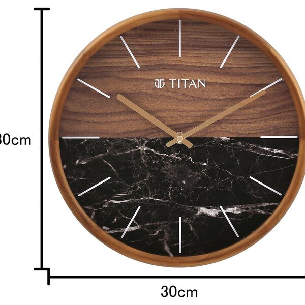 Titan Wooden Clock with Wood & Stone Textures 30 x 30 cm (Medium Size) - image number 5