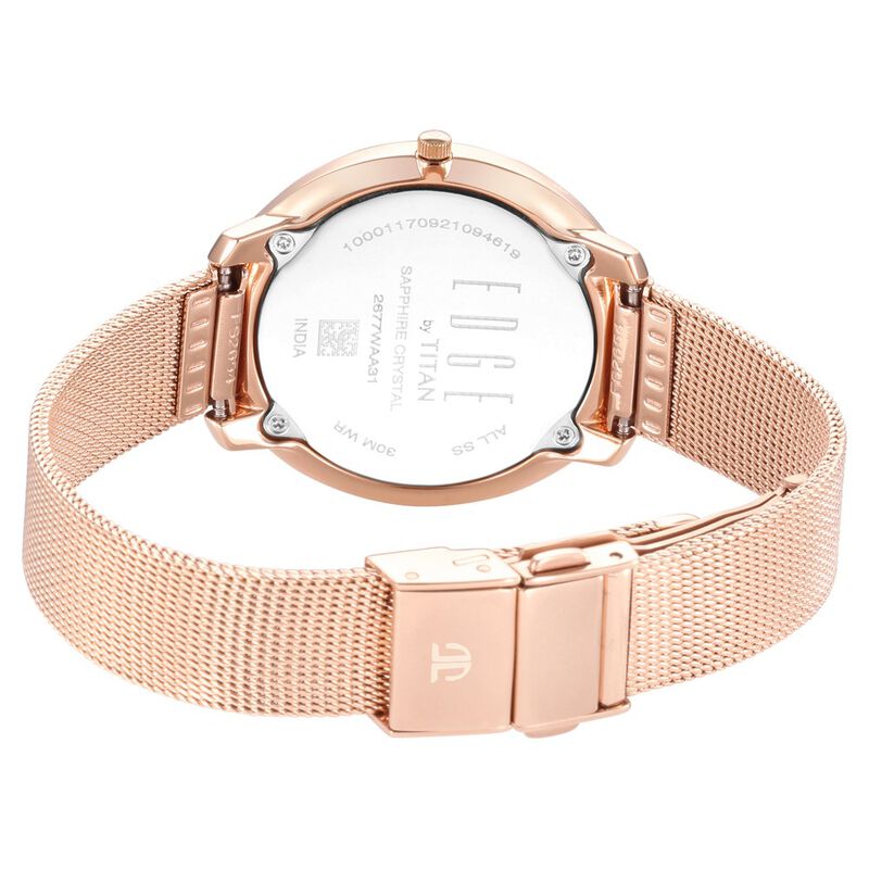 Buy Online Titan Edge Rose Gold Dial Analog Stainless Steel Strap watch