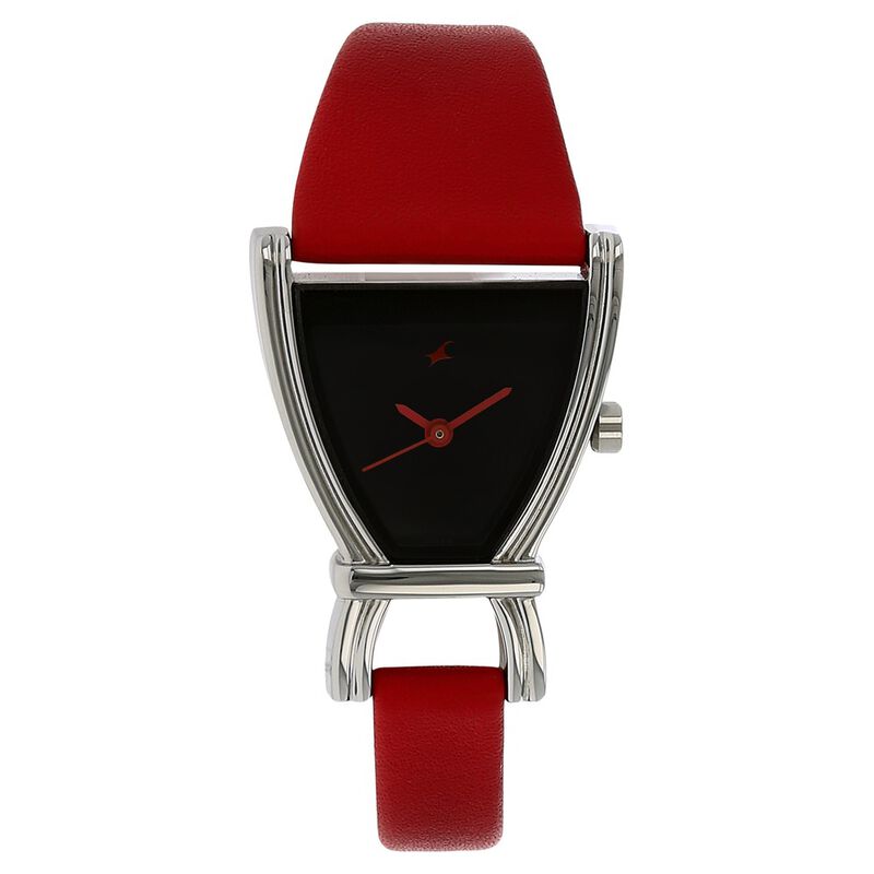 Fastrack Quartz Analog Black Dial Leather Strap Watch for Girls