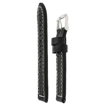 22 mm Black Genuine Leather Strap for Men