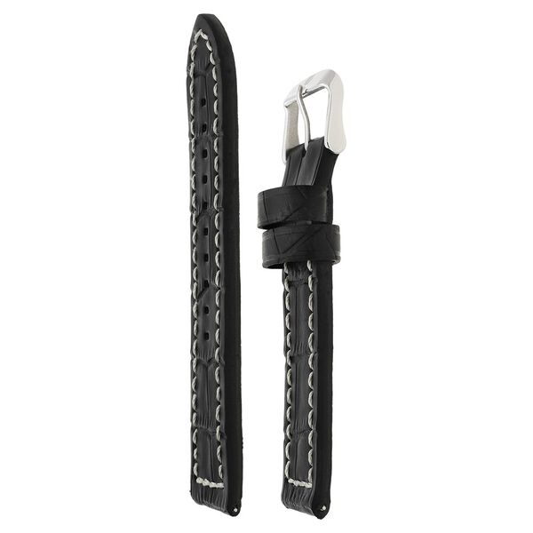 22 mm Black Genuine Leather Strap for Men - image number 2