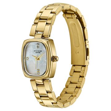 Poze By Sonata Quartz Analog White Dial Golden Stainless Steel Strap Watch For Women