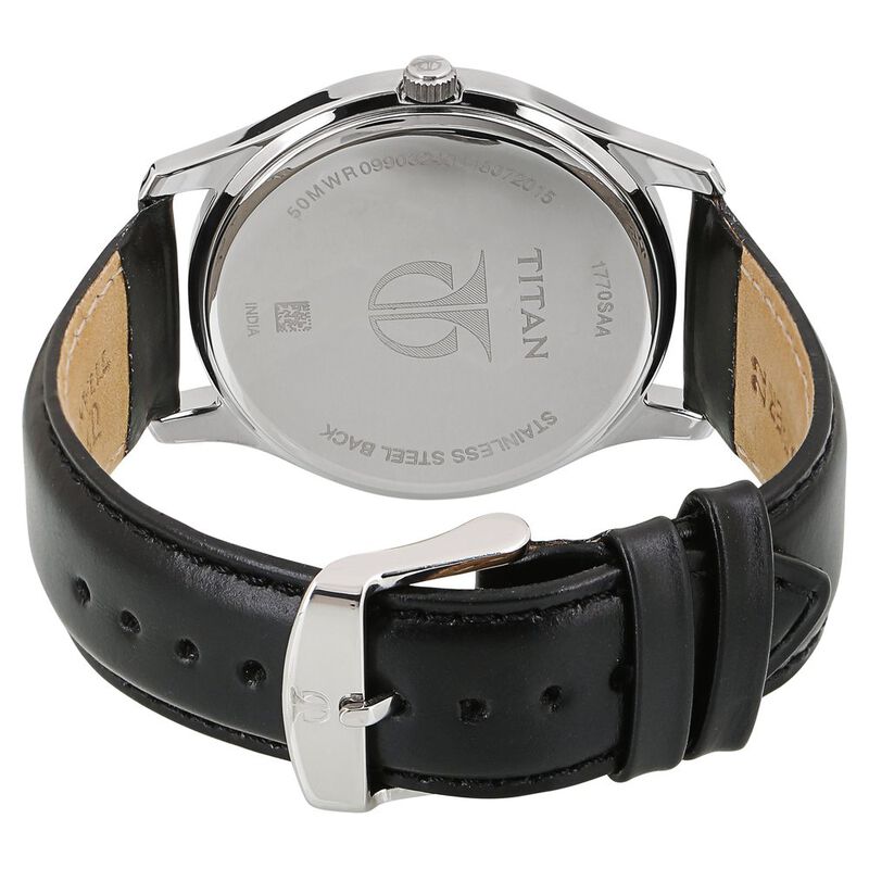 Titan Workwear Black Dial Analog with Date Leather Strap watch for Men - image number 3