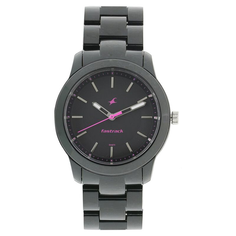 Fastrack Trendies Quartz Analog Black Dial Plastic Strap Watch for Girls