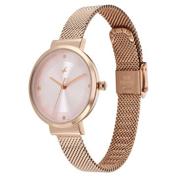 Fastrack Stunners X Quartz Analog Pink Dial Stainless Steel Strap Watch For Girls