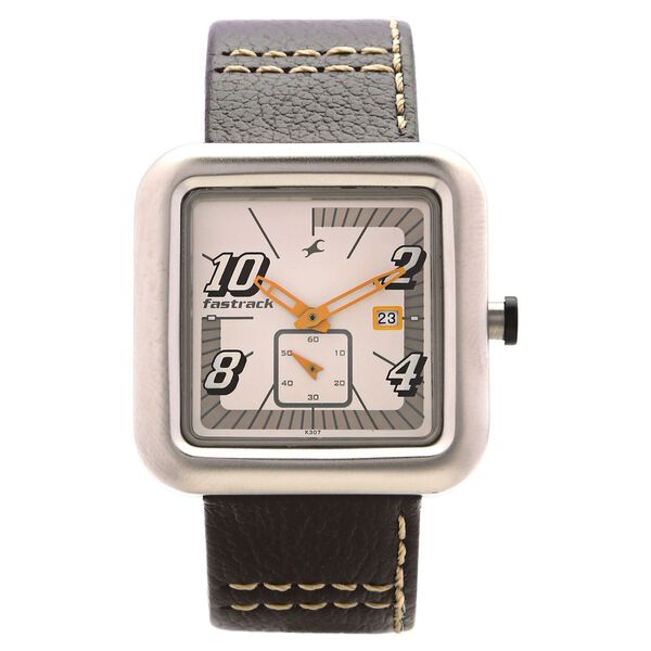 Fastrack Quartz Analog White Dial Leather Strap Watch for Guys - image number 0