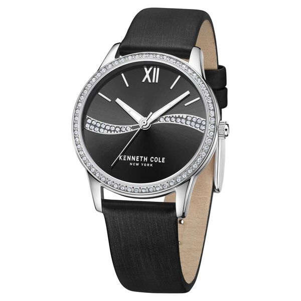 Kenneth Cole Quartz Analog Black Dial Leather Strap Watch for Women - image number 1