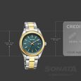 Sonata Festive Quartz Analog with Date Teal Dial Metal Strap Watch For Men - image number 3