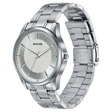 Sonata Traditional Essentials Silver Dial Stainless Steel Strap Watch