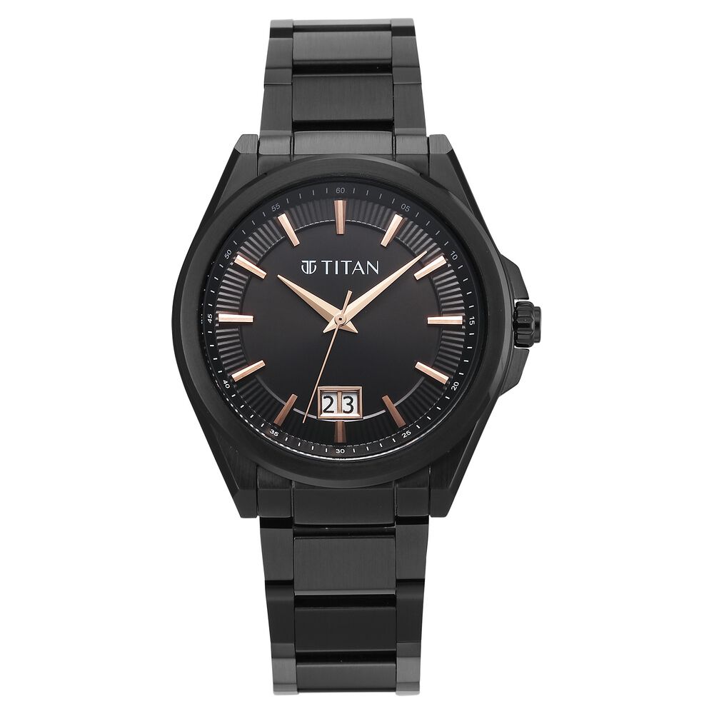 Titan Classique Big Date Analog with Black Dial Black Stainless Steel Strap Watch for Men-image-23