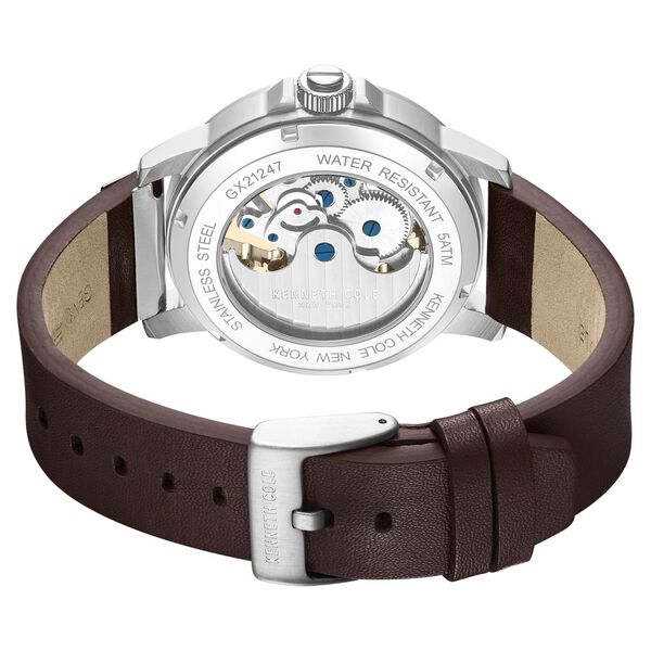 Kenneth Cole Kenneth Cole Automatic Brown Dial Leather Strap Watch For Men - image number 4