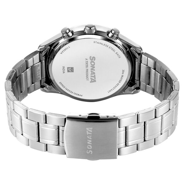 Sonata Multifunction Black Dial Silver Metal Strap Watch For Men - image number 6