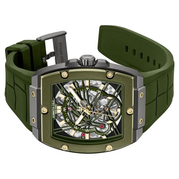 Kenneth Cole Automatic Green Dial Green Colour Silicone Strap Watch For Men - image number 2