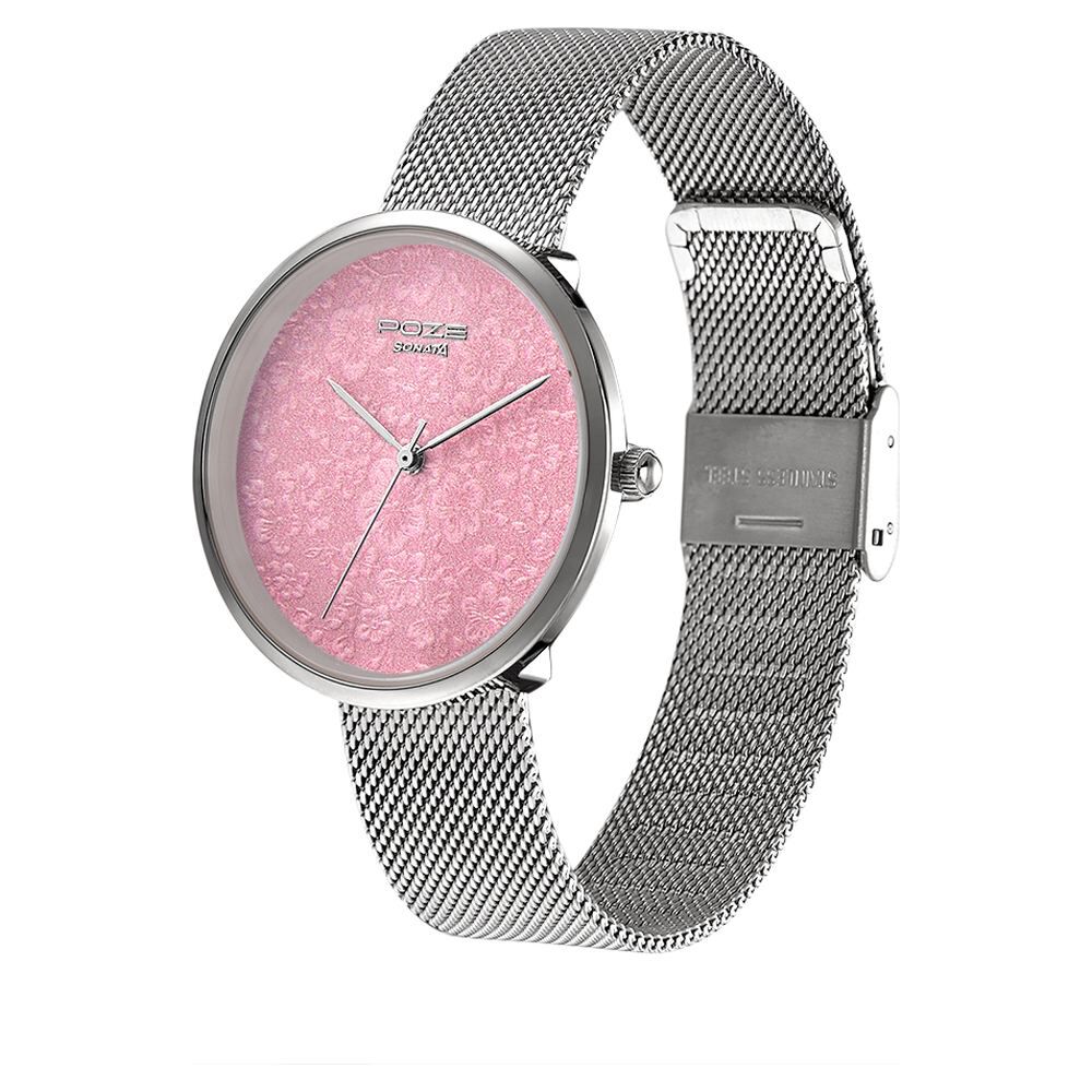 Buy Online Poze by Sonata Quartz Analog Pink Dial Stainless Steel