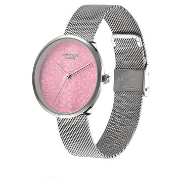 Poze by Sonata Quartz Analog Pink Dial Stainless Steel Strap Watch for Women