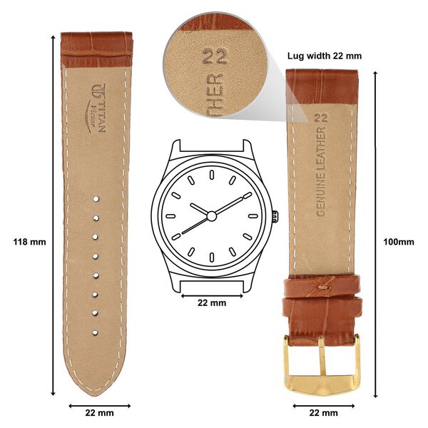 22 mm Tan Genuine Leather Straps for Men - image number 1