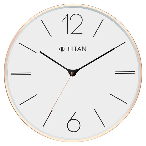 Titan Metallic Wall Clock White Dial with Rose Gold Sleek frame and Silent Sweep Technology - 40.0 cm x 40.0 cm (Large) - image number 1