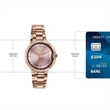 Poze By Sonata Quartz Analog Pink Dial Rose Gold Metal Strap Watch For Women