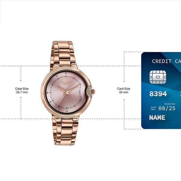 Poze By Sonata Quartz Analog Pink Dial Rose Gold Metal Strap Watch For Women - image number 3