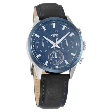 Xylys Quartz Multifunction Blue Dial Leather Strap Watch for Men