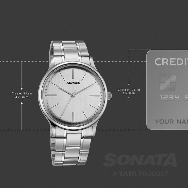 Sonata Aspire Quartz Analog Grey Dial Stainless Steel Strap Watch For Men - image number 3