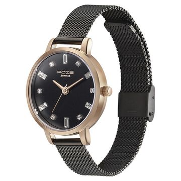 Sonata Poze Quartz Analog Black Dial Mesh Strap Watch for Women