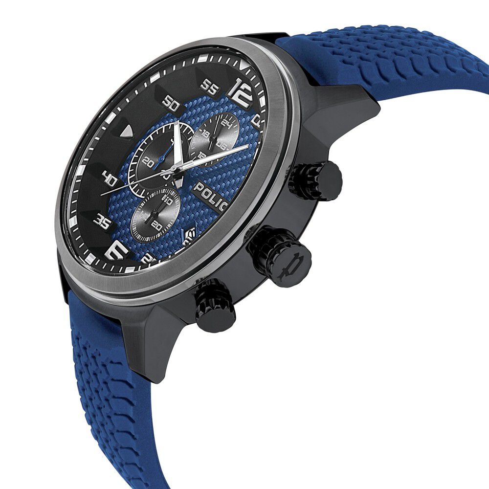 Buy Online Police Quartz Chronograph Blue Dial Silicone Strap