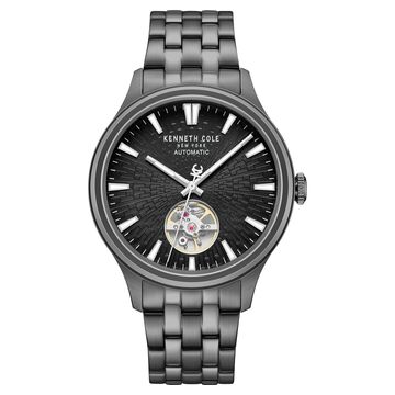 Kenneth Cole Automatic Black Dial Grey Stainless Steel Strap Watch For Men