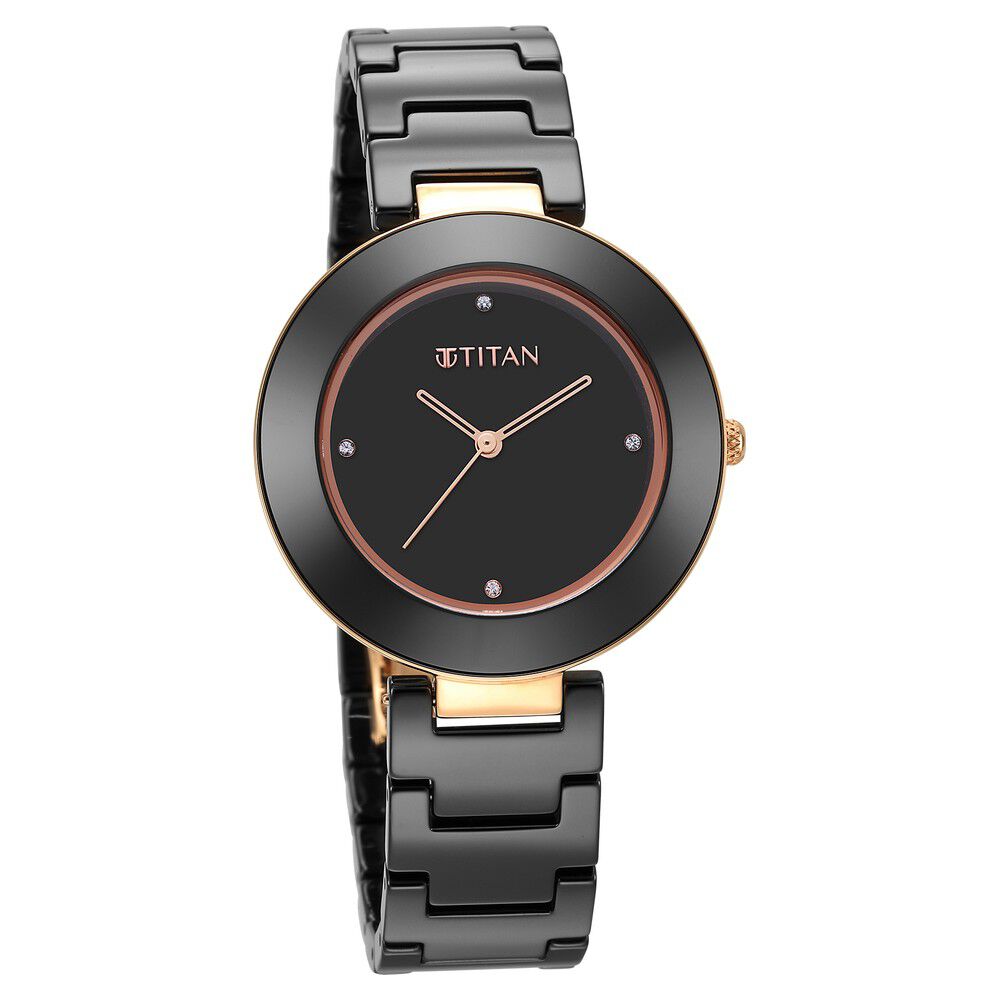 Titan black ceramic watches for top ladies
